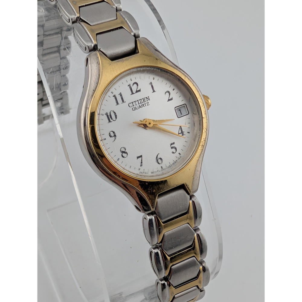 Citizen Womens Watch 23mm Silver Two Tone Date 7" Band 1012-S011531 New Battery